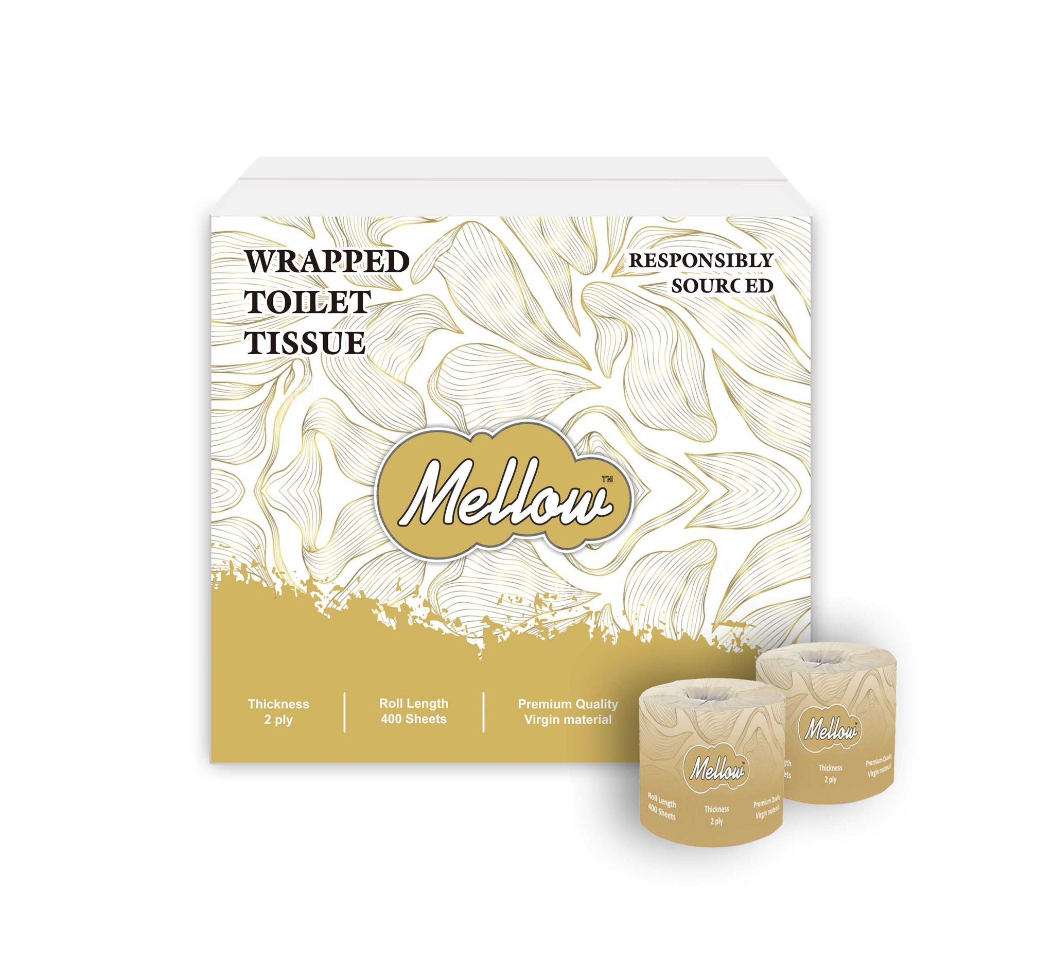 Individual Wrapped Toilet Tissue, 2 Ply, 400 Sheets, 48 Rolls