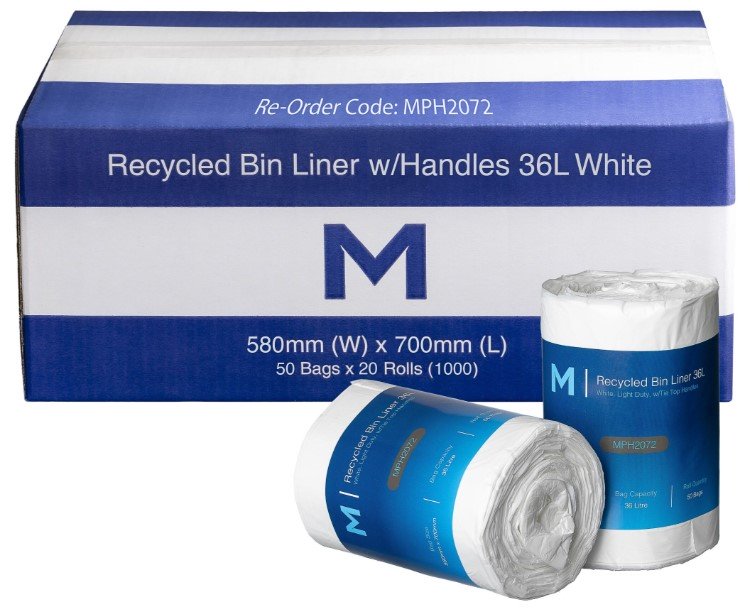 POR Recycled Bin Liner w/Handles 36L, 50 Bags