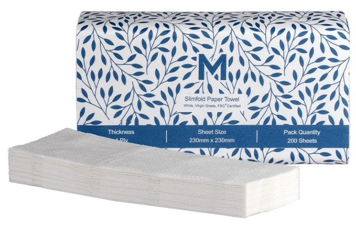M Slimfold Paper Towel - White, 1 Ply, (4000)