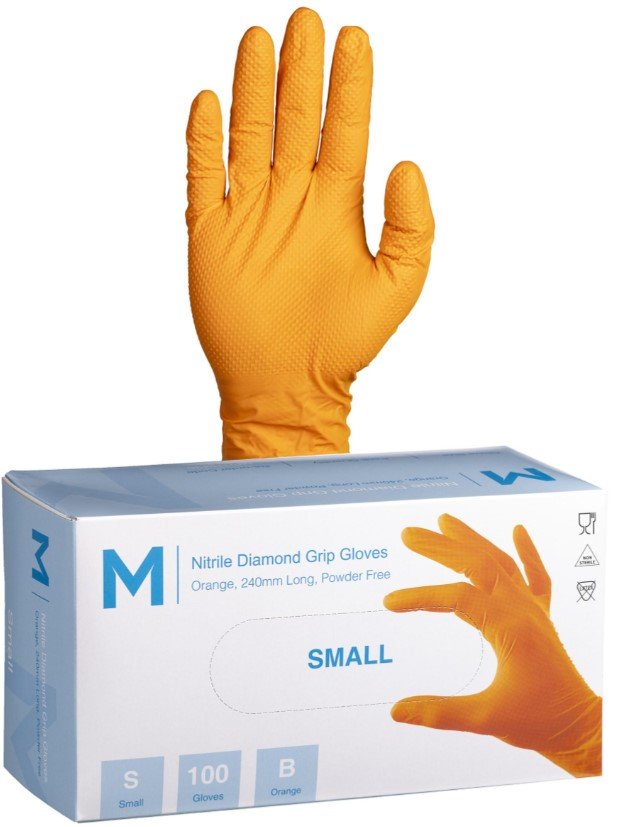 Nitrile Orange Diamond Gloves 9.0g