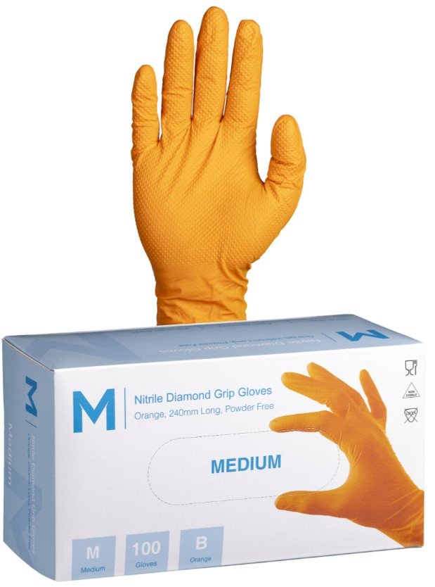 Nitrile Orange Diamond Gloves 9.0g