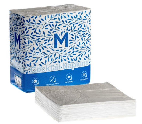 Cocktail Napkins White 2000pcs