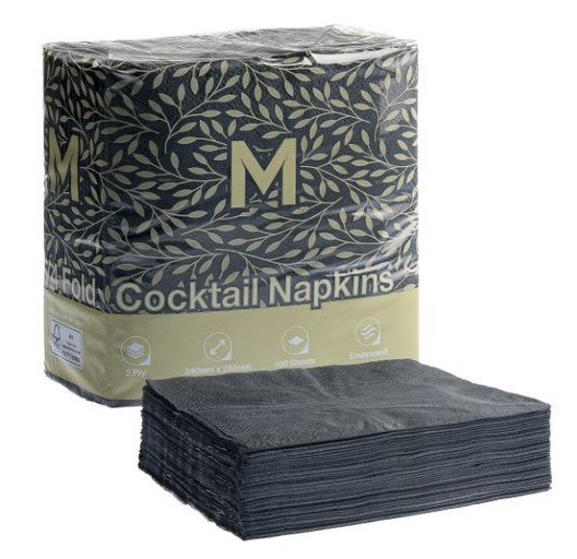 Cocktail Napkins Black 2000pcs