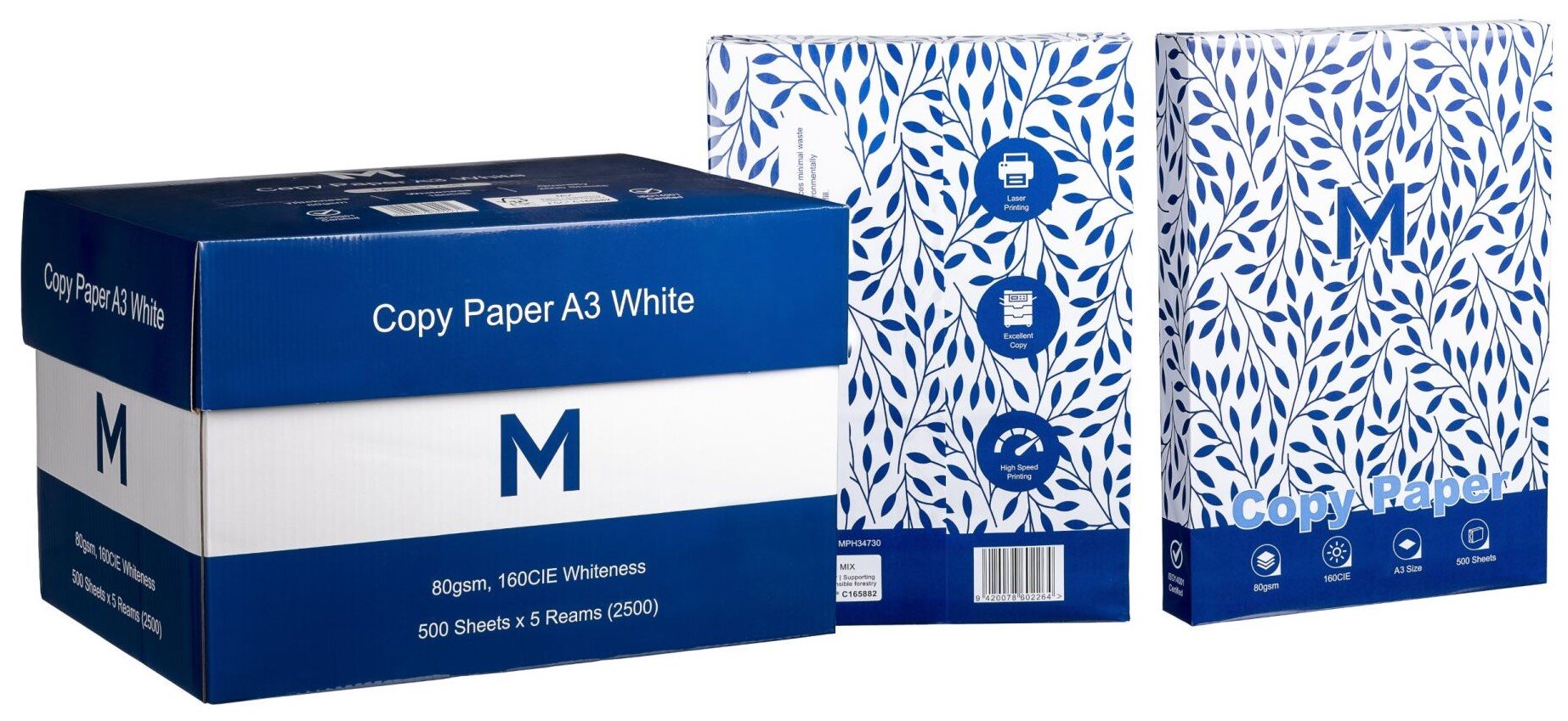 A3 Copy Paper White, 80gsm, 160CIE, 500 Sheets