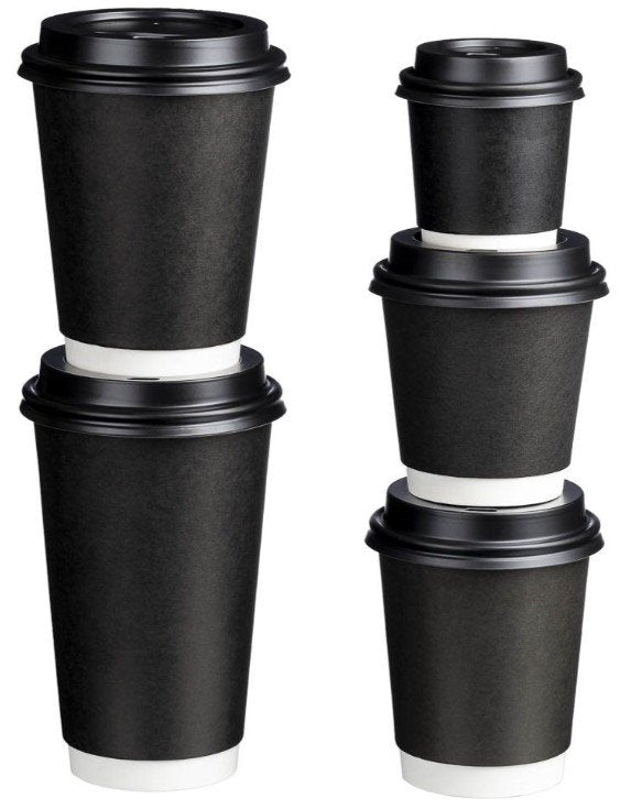 Paper Cups Double Wall, 4oz, Black, 50pcs