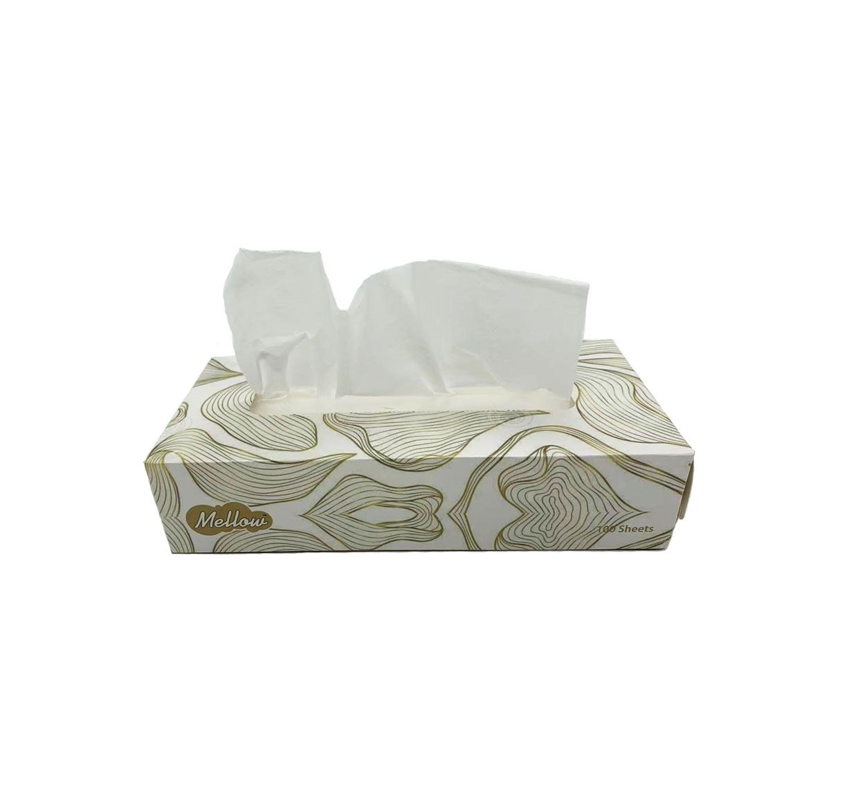 Mellow Flat Facial Tissues 2 Ply, 100 Sheets, 30 Boxes/carton