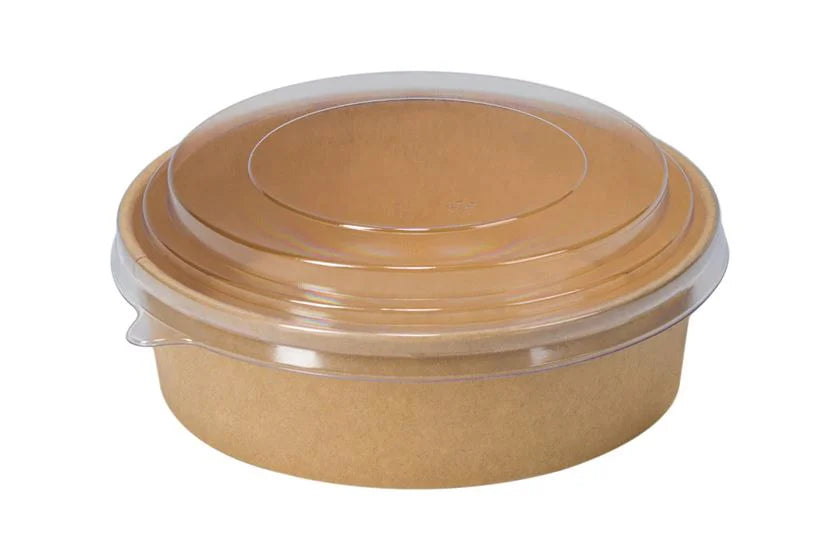 Kraft 1100ml Round Containers+ Dome Lids 50pcs