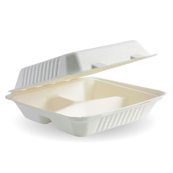 Bio 8" 3 compartment Container 100Pcs